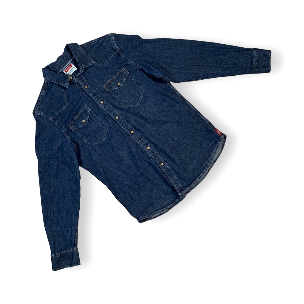 Vintage Y2k Wrangler Mens Snap Button Denim Butto… - image 5